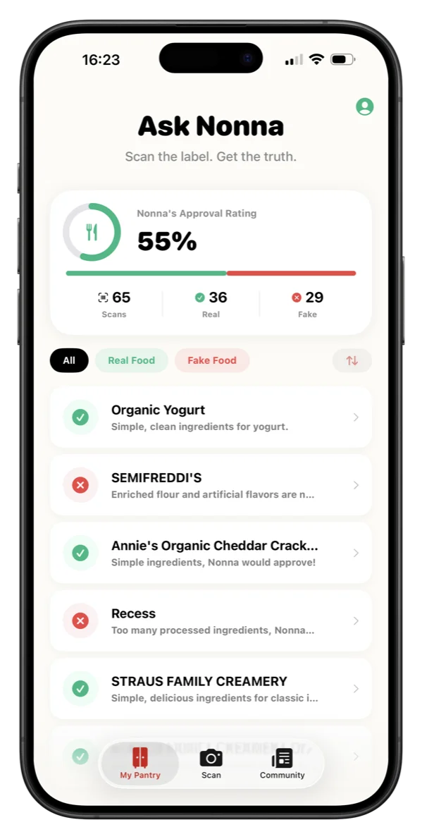 Pantry view in the iOS app